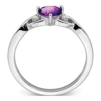 Sterling Silver Amethyst & Diamond Heart Ring – view 3