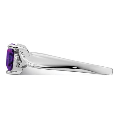 Sterling Silver Amethyst & Diamond Heart Ring – view 4