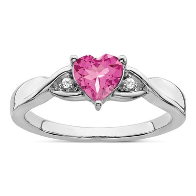 Sterling Silver Pink Tourmaline & Diamond Ring