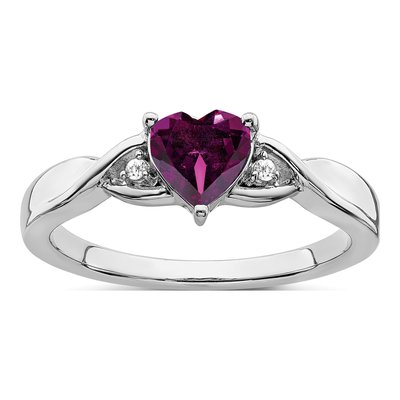 Sterling Silver Rhodolite Garnet & Diamond Ring