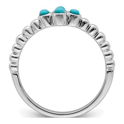 14K White Gold Turquoise Round Ring – view 2