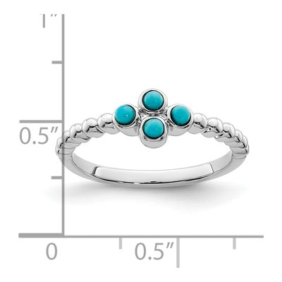 14K White Gold Turquoise Round Ring – view 3