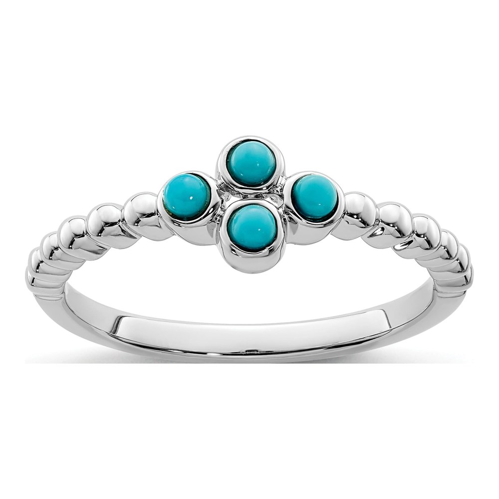 14K White Gold Turquoise Round Ring