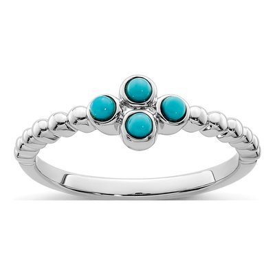 14K White Gold Turquoise Round Ring