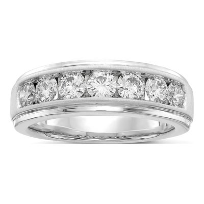 Men's 10K White Gold 1 1/2 ct tw Lab-Grown Diamond Seven Ring