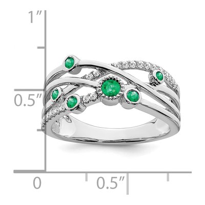 14K White Gold 1/10 ct tw Emerald & Diamond Bezel-Set Ring – view 3