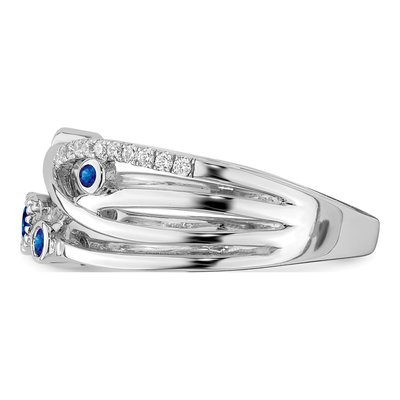 14K White Gold 1/10 ct tw Emerald & Diamond Bezel-Set Ring – view 4
