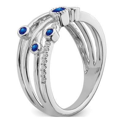 14K White Gold 1/10 ct tw Emerald & Diamond Bezel-Set Ring – view 7