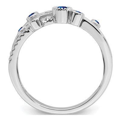 14K White Gold 1/10 ct tw Sapphire & Diamond Bezel Ring – view 3