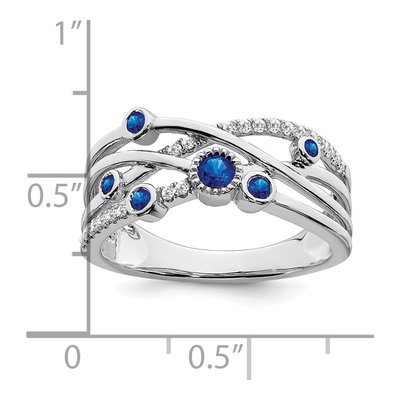 14K White Gold 1/10 ct tw Sapphire & Diamond Bezel Ring – view 4