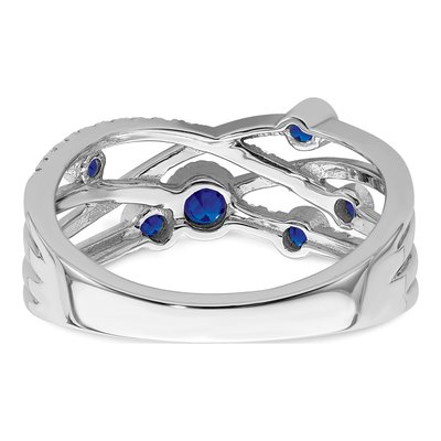 14K White Gold 1/10 ct tw Sapphire & Diamond Bezel Ring – view 7