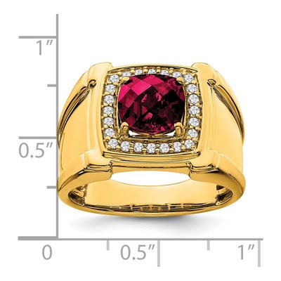 Men's 14K Yellow Gold Ruby & Diamond Halo Ring – view 4