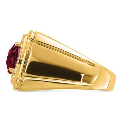 Men's 14K Yellow Gold Ruby & Diamond Halo Ring – view 5