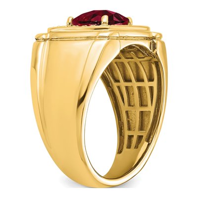 Men's 14K Yellow Gold Ruby & Diamond Halo Ring – view 8