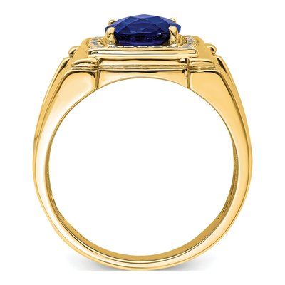 Men's 14K Yellow Gold 1/4 ct tw Lab-Created Sapphire & Diamond Halo Ring – view 3