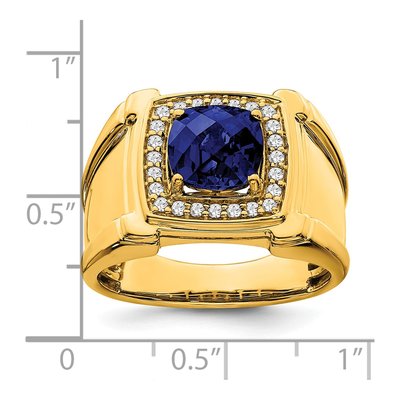 Men's 14K Yellow Gold 1/4 ct tw Lab-Created Sapphire & Diamond Halo Ring – view 4