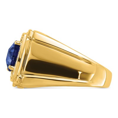 Men's 14K Yellow Gold 1/4 ct tw Lab-Created Sapphire & Diamond Halo Ring – view 5