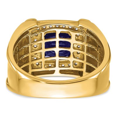 Men's 14K Yellow Gold 1/4 ct tw Lab-Created Sapphire & Diamond Halo Ring – view 7