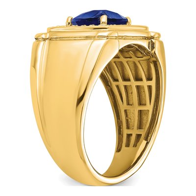Men's 14K Yellow Gold 1/4 ct tw Lab-Created Sapphire & Diamond Halo Ring – view 8