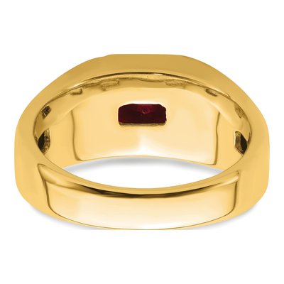 Men's 14K Yellow Gold 1/8 ct tw Lab-Created Ruby & Diamond Square Ring – view 6