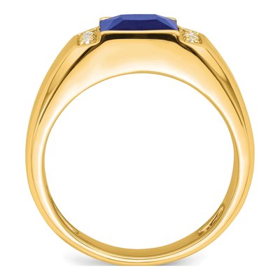 Men's 14K Yellow Gold 1/8 ct tw Lab-Created Sapphire & Diamond Square Ring – view 2