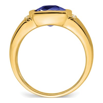 Men's 14K Yellow Gold 1/10 ct tw Lab-Created Sapphire & Diamond Ring – view 2