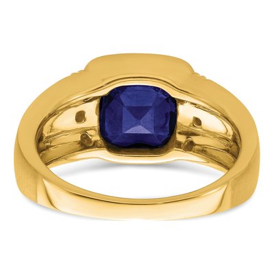 Men's 14K Yellow Gold 1/10 ct tw Lab-Created Sapphire & Diamond Ring – view 6