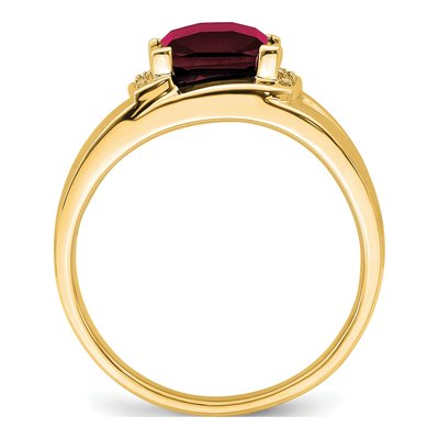 Men's 14K Yellow Gold Lab-Created Ruby & Diamond Emerald-Cut Ring – view 3
