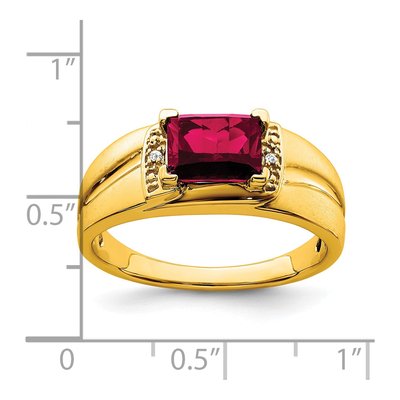 Men's 14K Yellow Gold Lab-Created Ruby & Diamond Emerald-Cut Ring – view 4