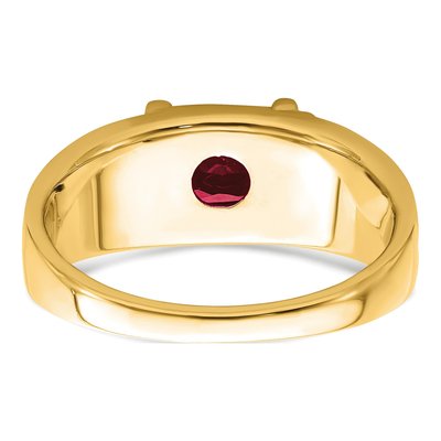 Men's 14K Yellow Gold Lab-Created Ruby & Diamond Emerald-Cut Ring – view 7