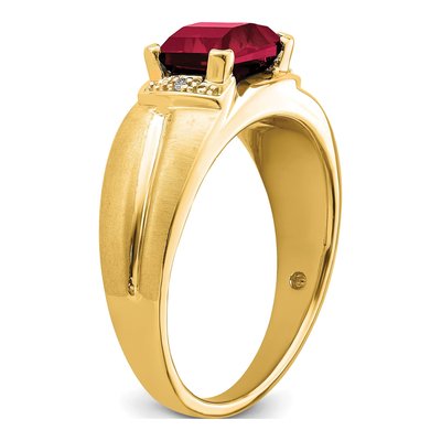 Men's 14K Yellow Gold Lab-Created Ruby & Diamond Emerald-Cut Ring – view 8