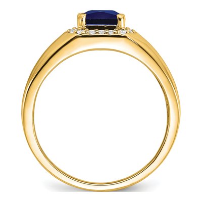 Men's 14K Yellow Gold 1/5 ct tw Lab-Created Sapphire & Diamond Halo Ring – view 2