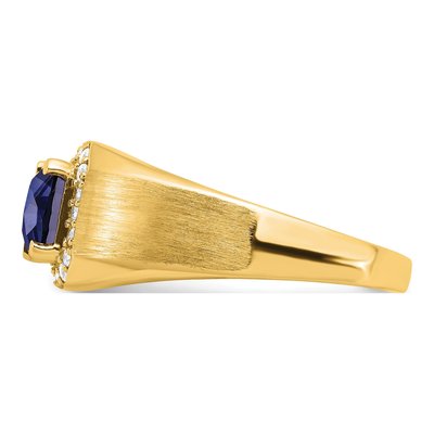 Men's 14K Yellow Gold 1/5 ct tw Lab-Created Sapphire & Diamond Halo Ring – view 4