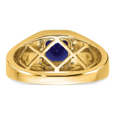 Men's 14K Yellow Gold 1/5 ct tw Lab-Created Sapphire & Diamond Halo Ring – view 6
