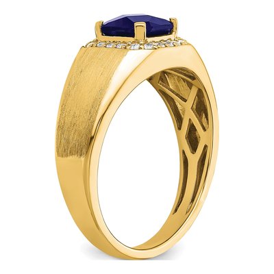 Men's 14K Yellow Gold 1/5 ct tw Lab-Created Sapphire & Diamond Halo Ring – view 7