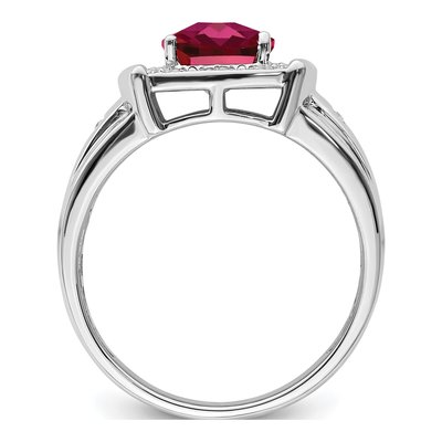 Men's 14K White Gold 1/10 ct tw Lab-Created Ruby & Diamond Cushion Ring – view 3