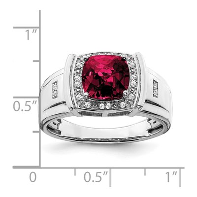 Men's 14K White Gold 1/10 ct tw Lab-Created Ruby & Diamond Cushion Ring – view 4
