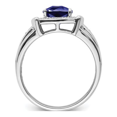 Men's 14K White Gold 1/10 ct tw Lab-Created Sapphire & Diamond Cushion Ring – view 2