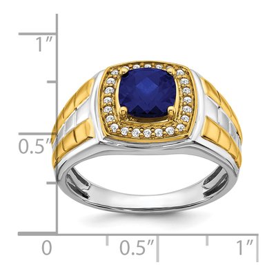 Men's 14K Two-Tone Gold 1/5 ct tw Lab-Created Sapphire & Diamond Halo Ring – view 2