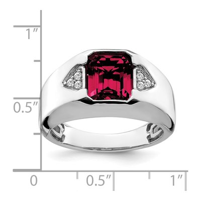 Men's 14K White Gold 1/10 ct tw Lab-Created Ruby & Diamond Emerald-Cut Ring – view 4