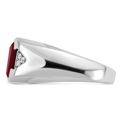 Men's 14K White Gold 1/10 ct tw Lab-Created Ruby & Diamond Emerald-Cut Ring – view 5