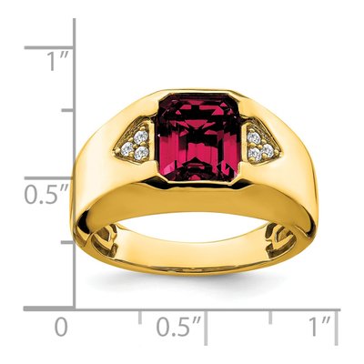 Men's 14K Yellow Gold 1/10 ct tw Lab-Created Ruby & Diamond Emerald-Cut Ring – view 4