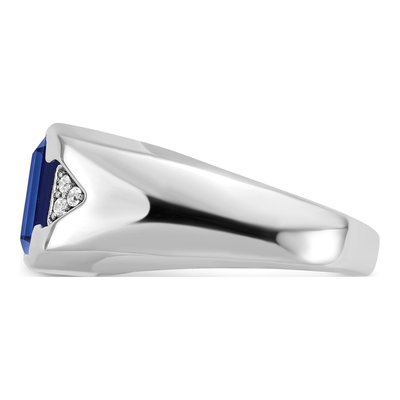 Men's 14K White Gold 1/10 ct tw Lab-Created Sapphire & Diamond Emerald-Cut Ring – view 4