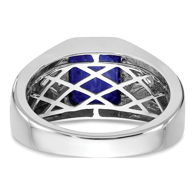 Men's 14K White Gold 1/10 ct tw Lab-Created Sapphire & Diamond Emerald-Cut Ring – view 6
