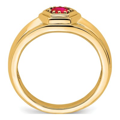 Men's 14K Yellow Gold Ruby Round Ring – view 2