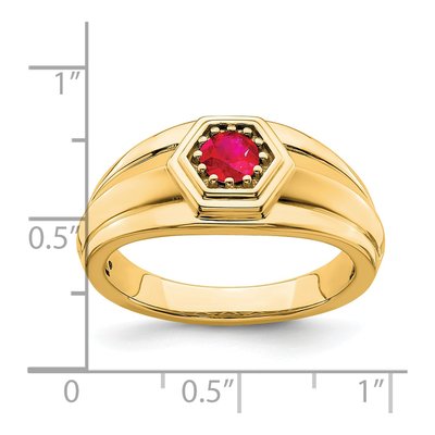 Men's 14K Yellow Gold Ruby Round Ring – view 3