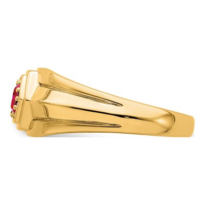 Men's 14K Yellow Gold Ruby Round Ring – view 5