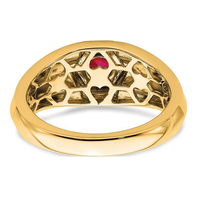 Men's 14K Yellow Gold Ruby Round Ring – view 7