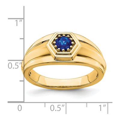 Men's 14K Yellow Gold Sapphire Round Ring – view 3