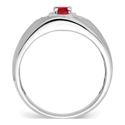 Men's 14K White Gold Ruby & Diamond Oval Ring – view 3